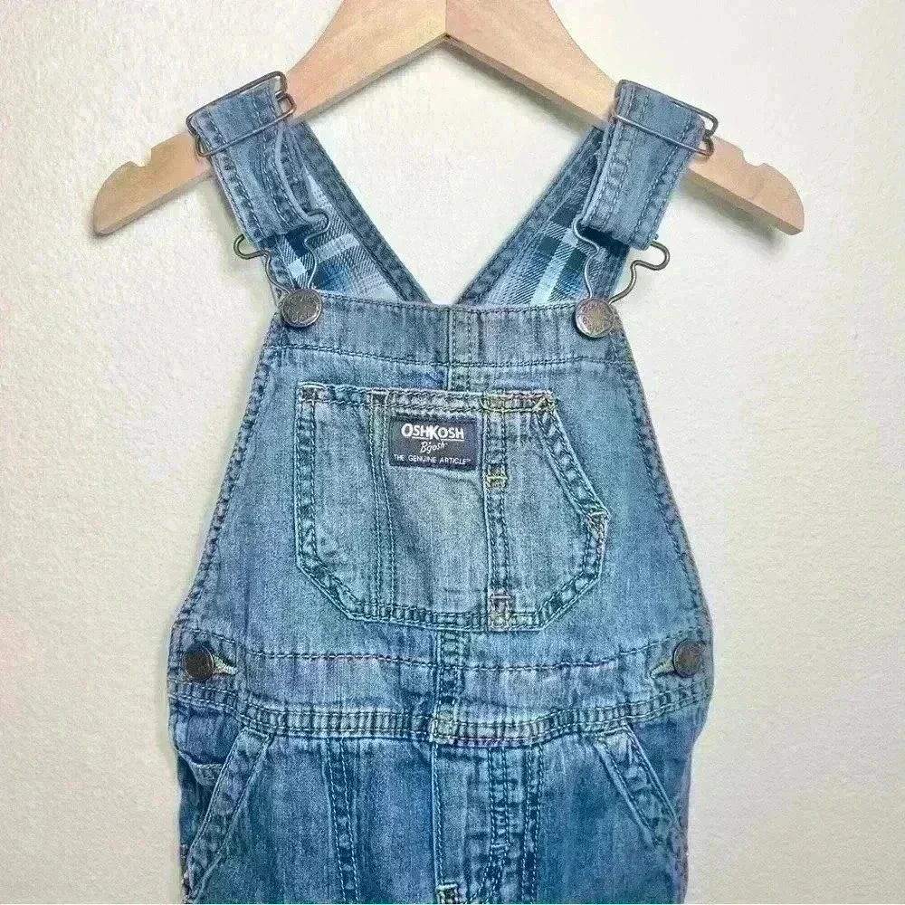 Osh Kosh B’Gosh | Toddler Plaid Flannel Lined Denim Overalls | Size 2T